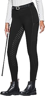 FitsT4 Sports Women's Winter Horse Riding Pants with Zipper Pockets Full Seat Riding Tights