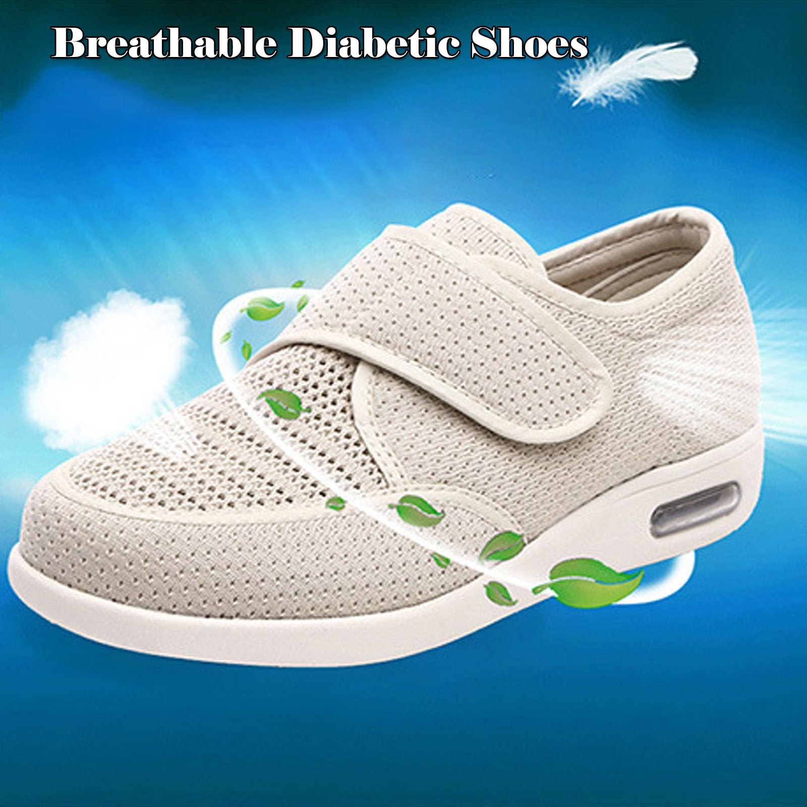 bumuam Respirable Zapatillas Zapatos,Antideslizante DiabéTico Zapatos Deportivos Casuales Ajustables Zapatos de Pies Hinchados para Personas MayoresEU 35(23cm/9in)