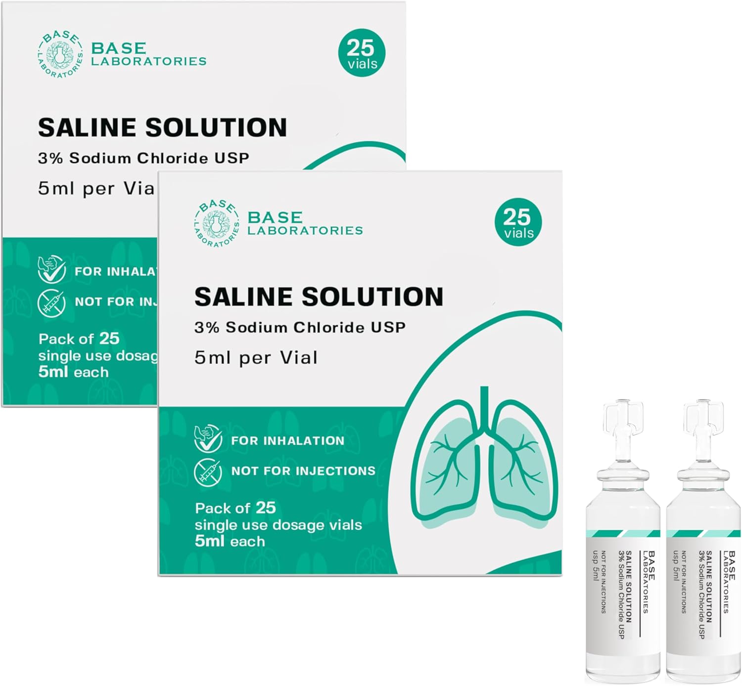 BASE LABORATORIES 3 Saline Solution for Nebulizer Machine Saline Solution for