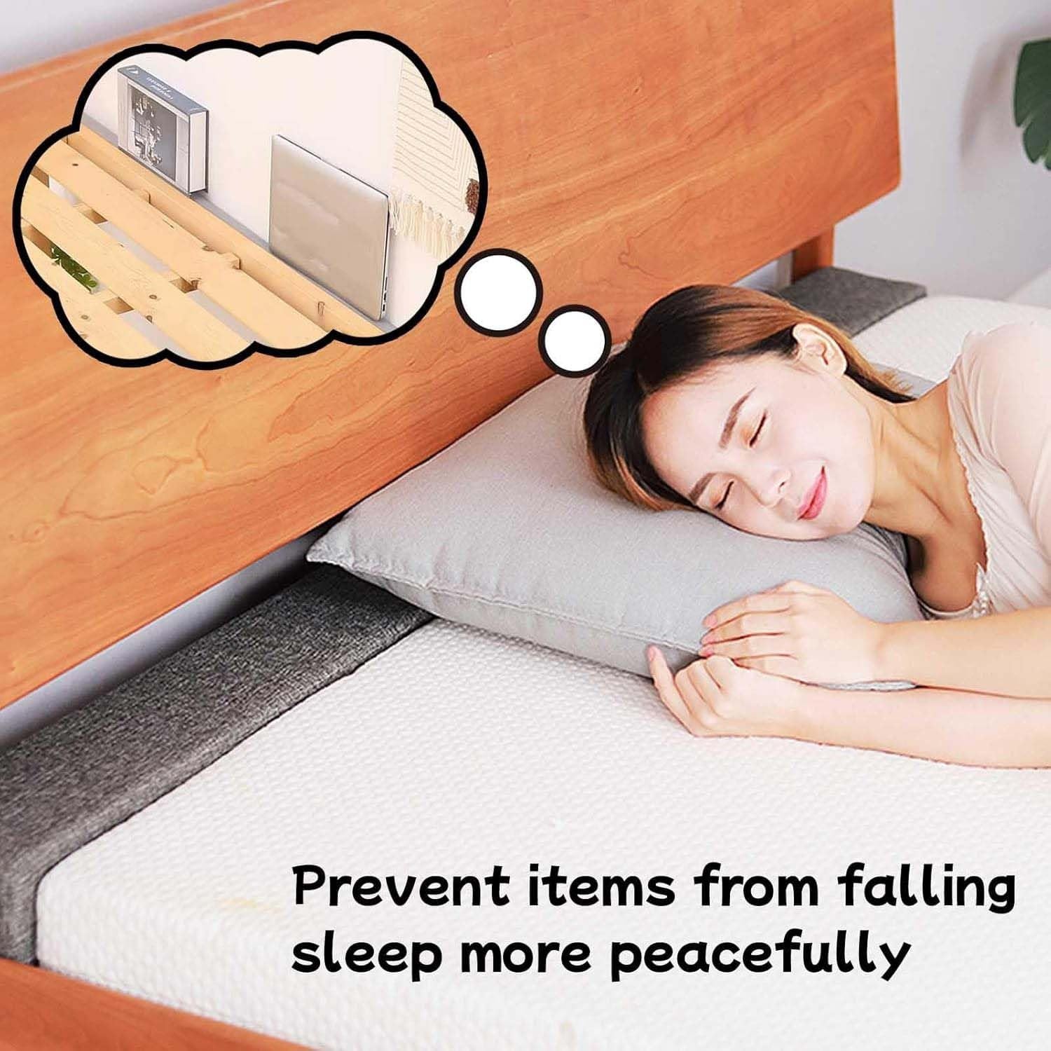 Remplissage D'Espace Matelas Tête De Lit 140x10x10 Cm Off White - Coussin Combleur D'Écart Mural, Éponge Haute Densité 45D, Housse Amovible Lavable