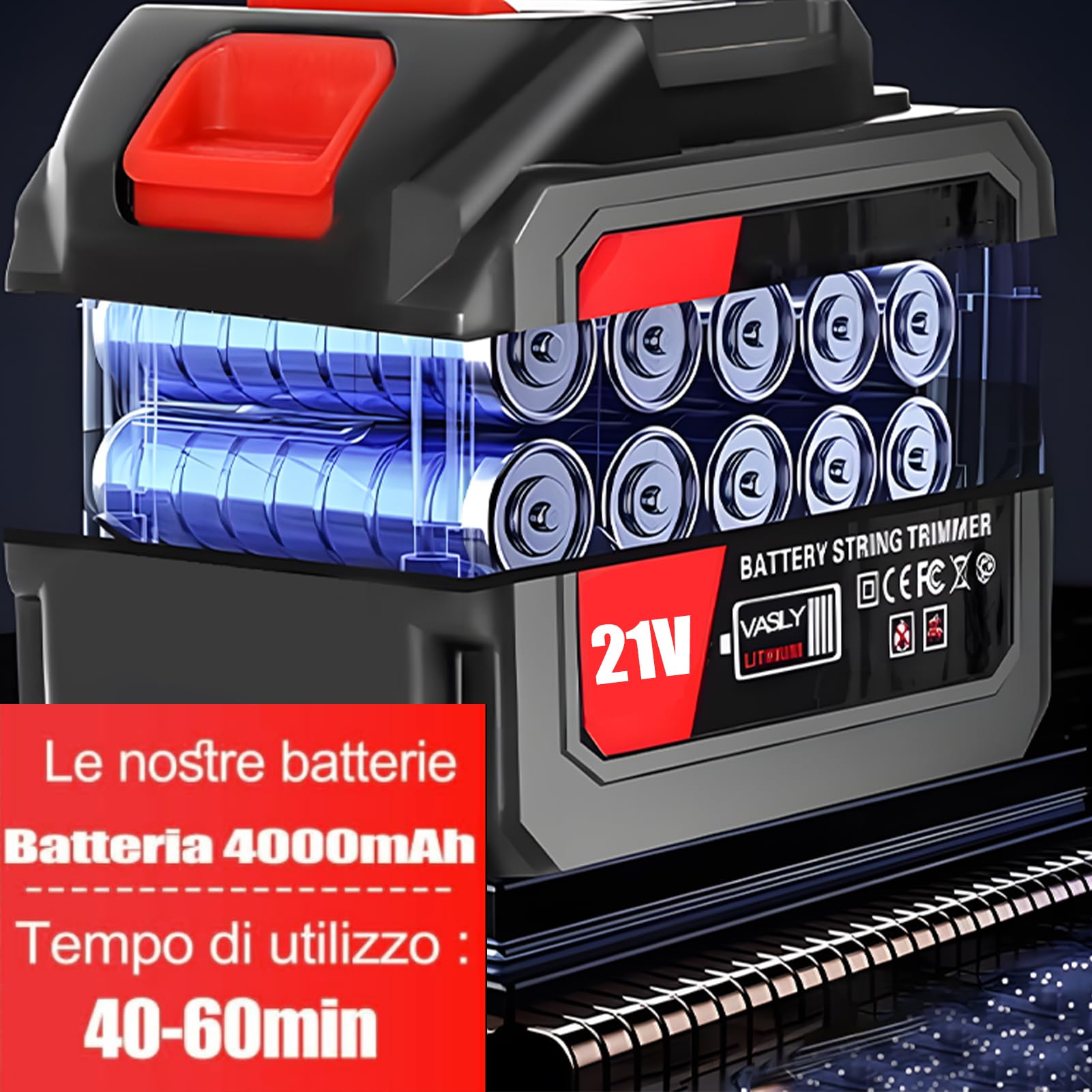 Desbrozadora electrica, Desbrozadora a Batería, Desbrozadora Viene con 2 baterías de 2.0 Ah y 3 Cuchillas.Cortabordes Bateria Adecuado para césped de jardín.