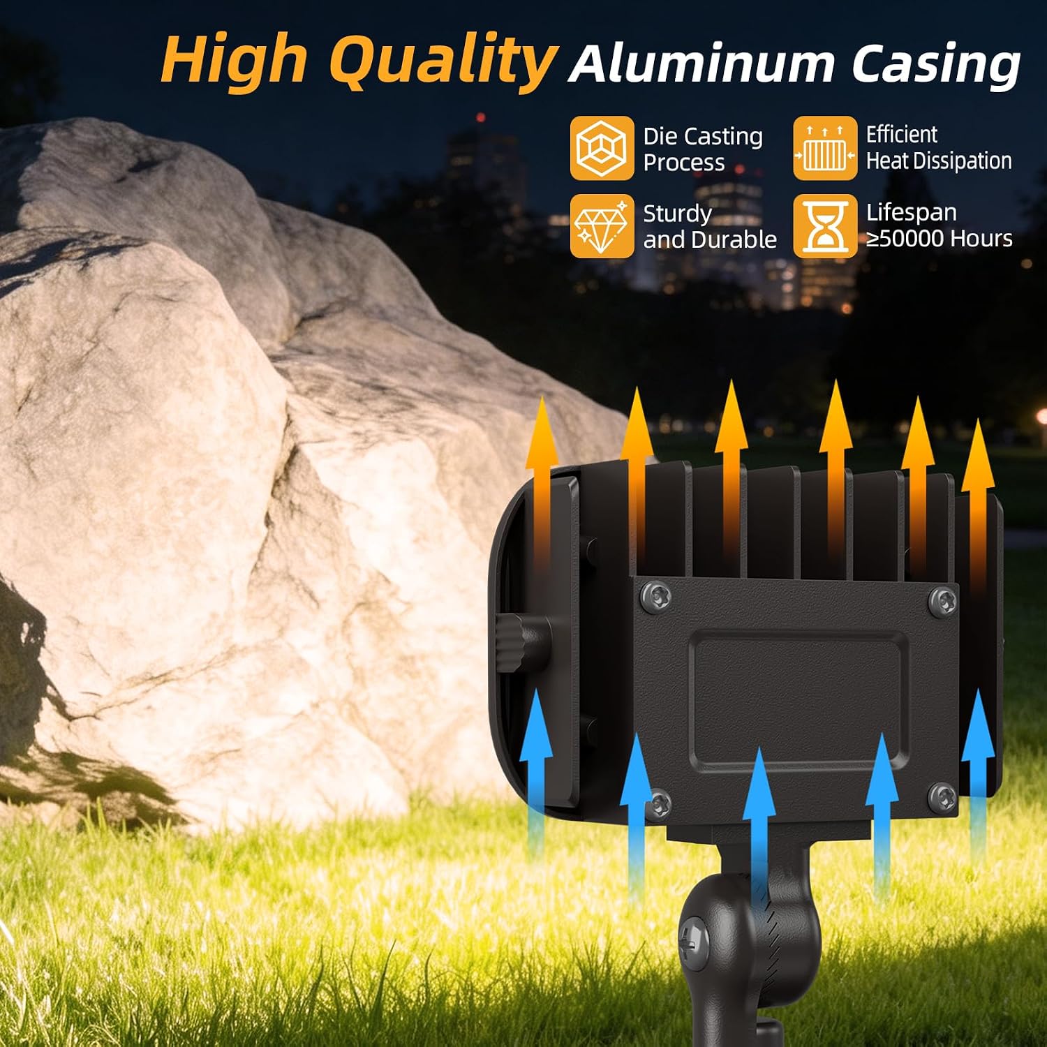 15W Outdoor LED Flood Light 120-277V Knuckle Mount 4000k Outdoor Security Waterproof Landscape Lighting for Courtyards Gardens Flagpoles UL Listed 2 Pack