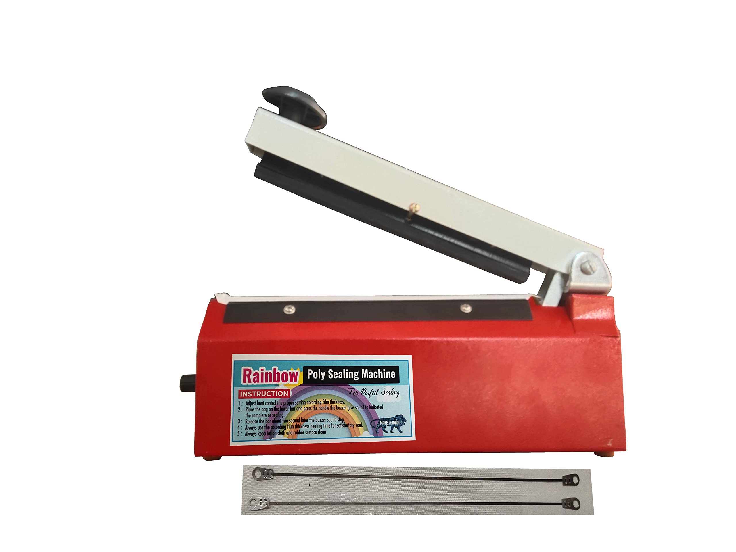 Rainbow Poly Bag Sealing Machine 8 Inch | Beep Function | Plastic Packing Machine | Plastic Bag Sealing Machine | Heat Sealer Machine | Plastic Sealing Machine (Red)-image-39