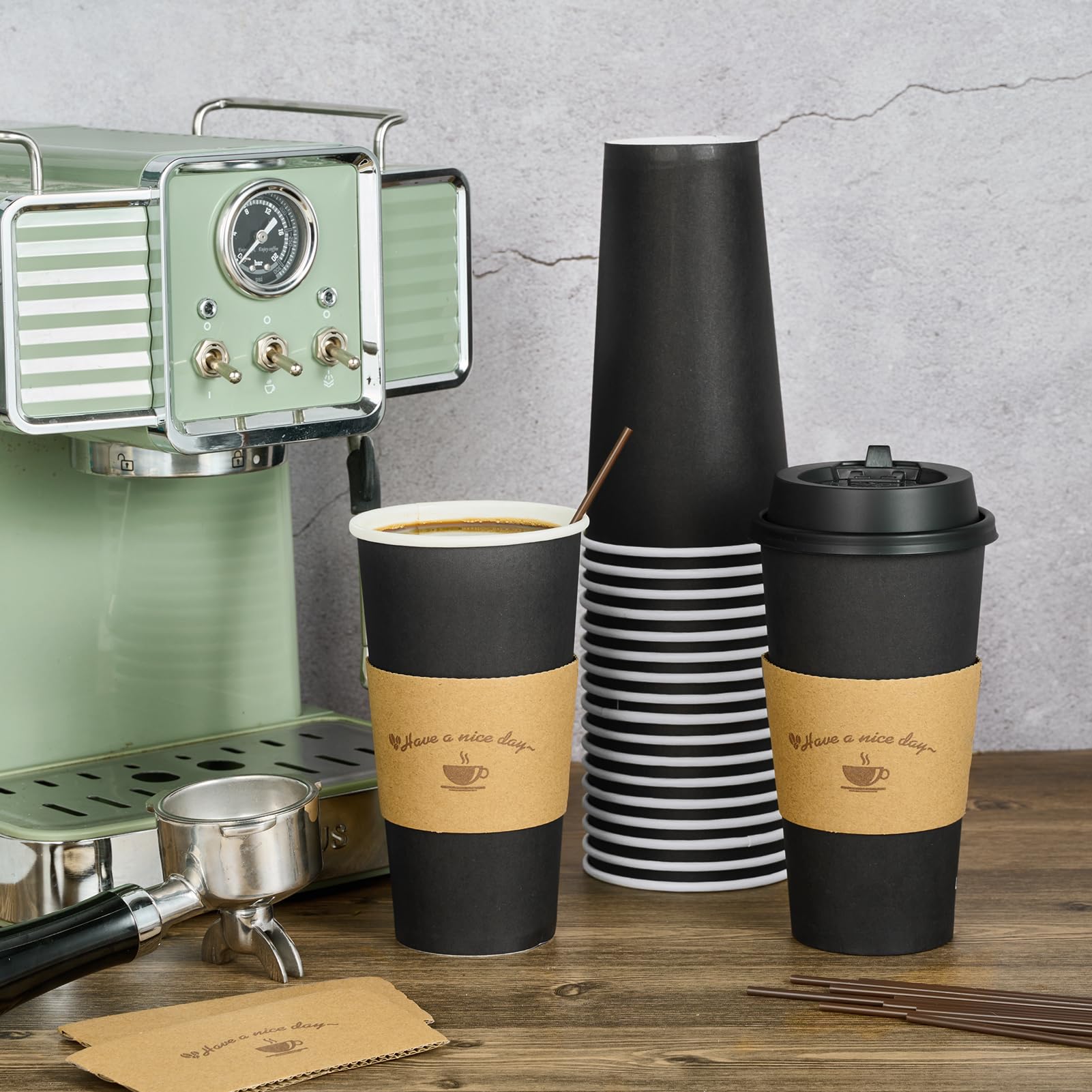 LITOPAK 100 Pack 12 oz Coffee Cups with Lids, Disposable Coffee Cups — Amazon image 12