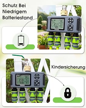 Insoma 4 Zone Water Timer with Brass Inlet Automatic Garden Hose Timer with Manual/Rain Delay & Large Display IPX5 Waterproof Faucet Timer for Sprinkler System Yard Lawn