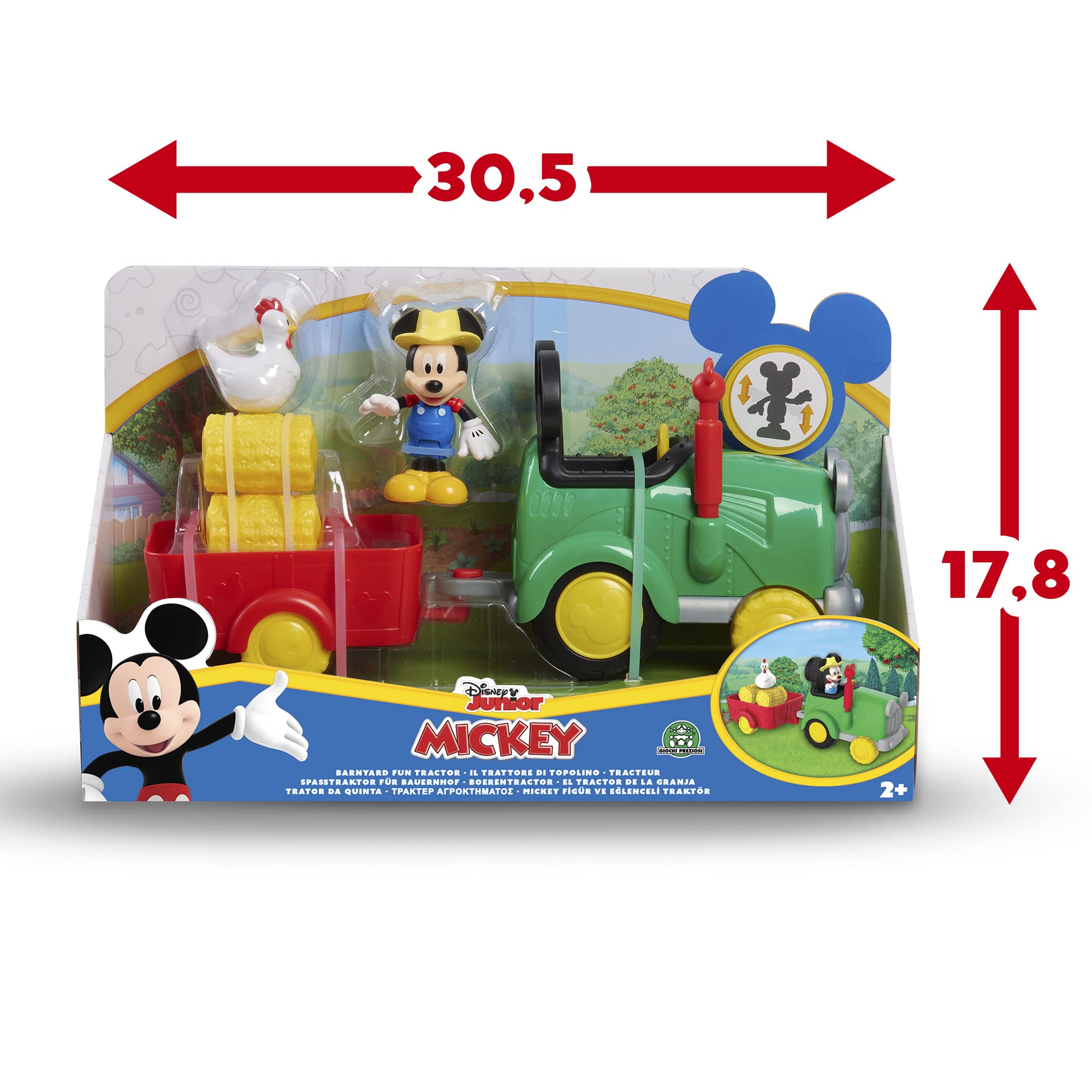 Topolino - Trattore con rimorchio con 1 personaggio da 8 cm removibile e accessori, giocattolo per bambini a partire dai 3 anni, MCC05010, Giochi Preziosi