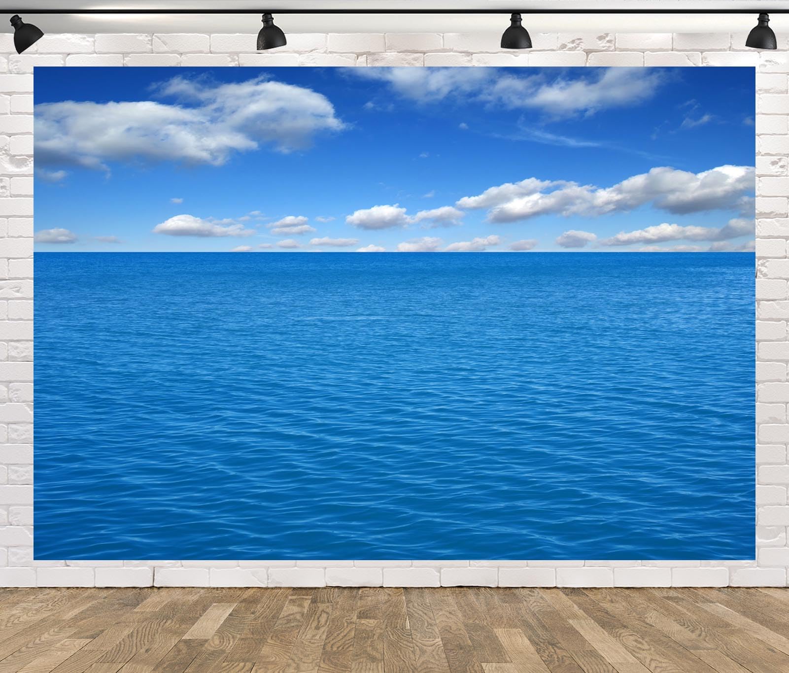 4.5x2.5m Toile de Fond de mer, Horizon Blanc, Nuage, Photographie, Fond de mer, océan, été, mer, Mariage, fête d'anniversaire, décoration d'intérieur, Accessoires de Cabine Photo