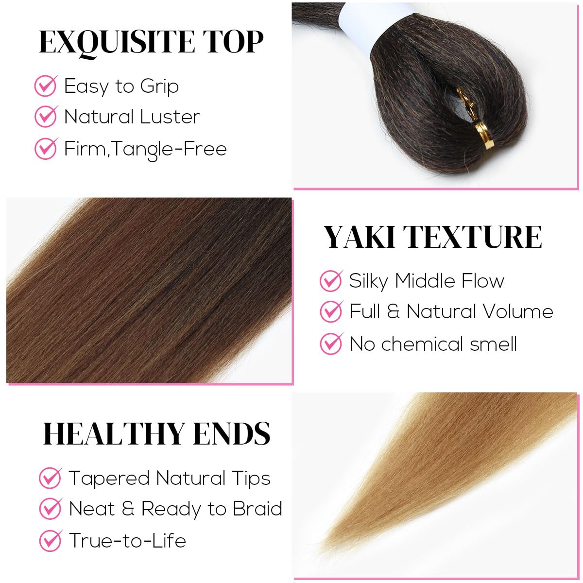 Kraler Pre Stretched Braiding Hair, 30 Inch 8 Packs Ombre Brown to Honey Blonde Hair Extensions for Braids Soft Yaki Texture Braiding Hair, Synthetic Crochet Twist Braids(30in, #1B/30/27)