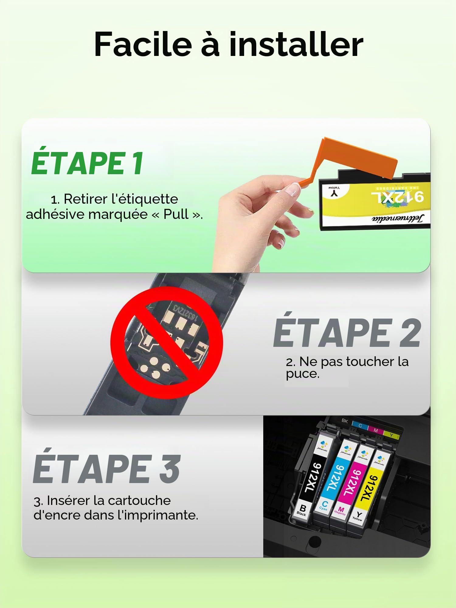 912XL Cartouches d'encre Compatibles avec HP 912 XL pour HP 912XL, OfficeJet Pro 8020 8010 8022 8023 8024 8025, HP OfficeJet Pro 8010 8012 8014 8015 (Lot de 8)