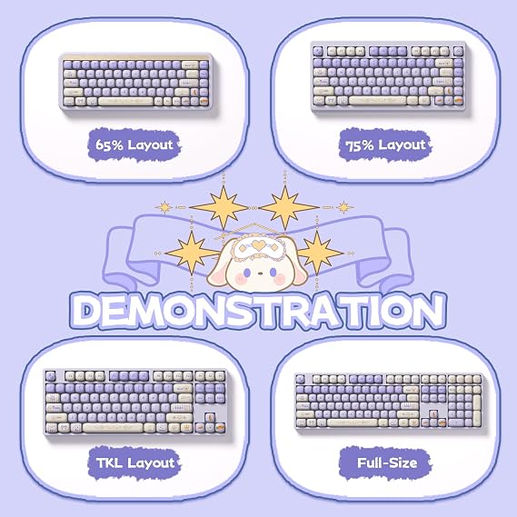 Akko PBT Keyboard Set, Magic Lop Bunny Keypad MOG Profile 146-Key Keys for Mechanical Keyboards