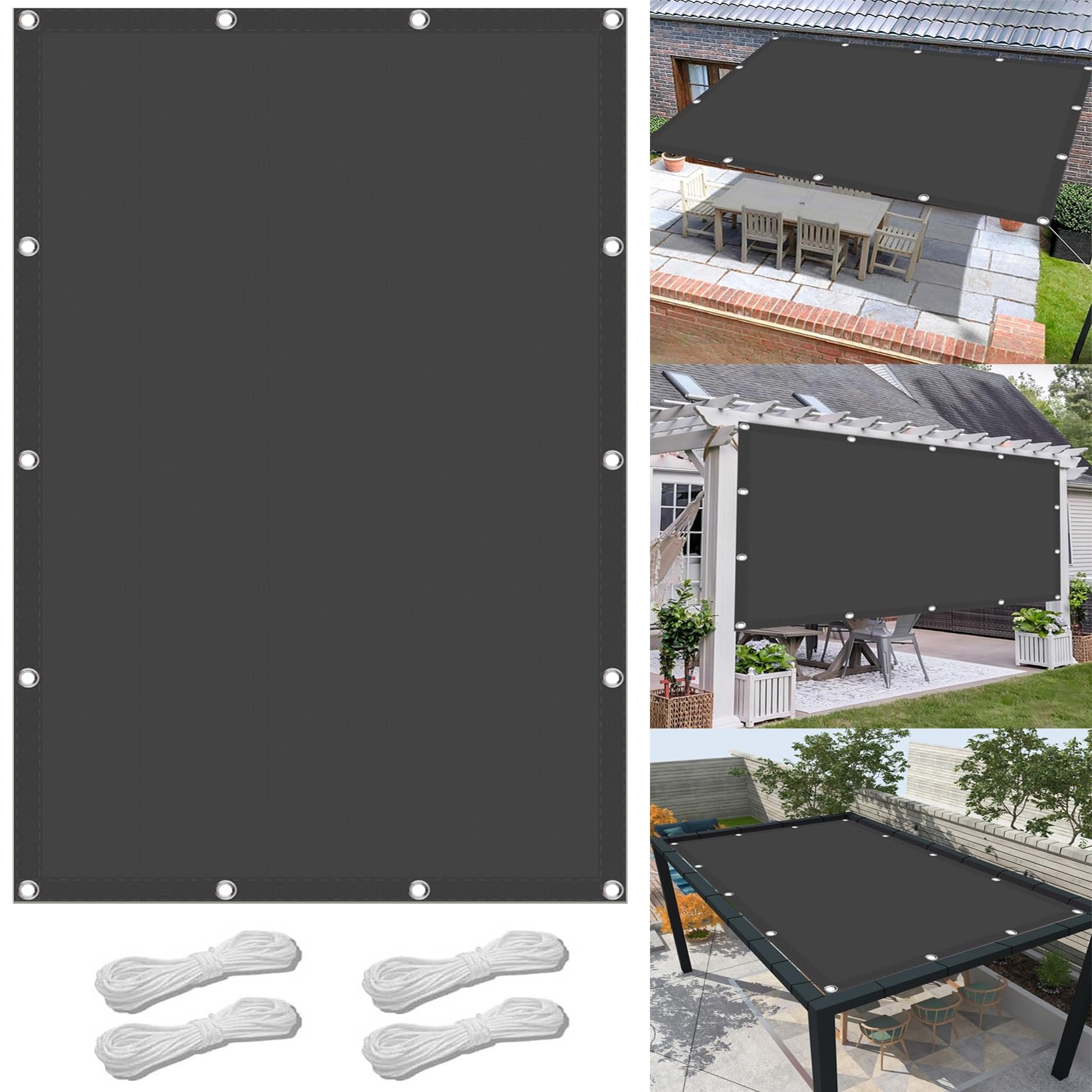 WQPMNYG Waterproof shade sail 240x500cm Waterproof Sun Shade Sail for Balcony Carports Kennel Dark Grey Custom