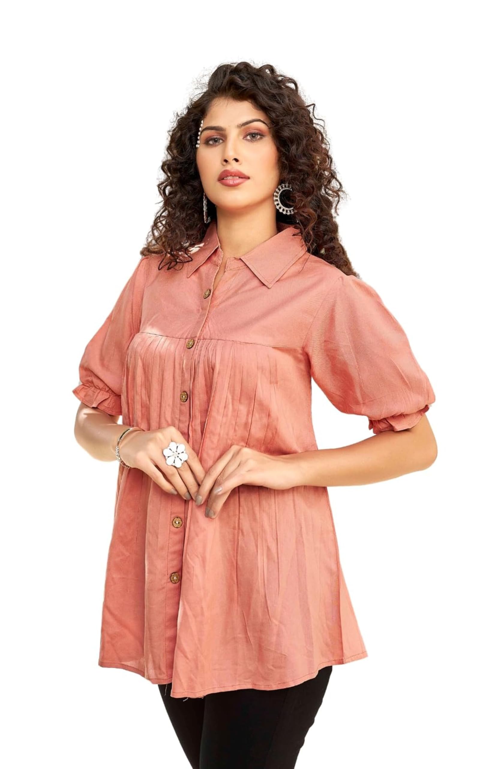 kesudi Women's Heavy Rayon Half Sleeve Latest Tunic Shirt | New Balloon Sleeve Tunic for Women's 2025 | Casual Wear Tunic Designs-picture-39