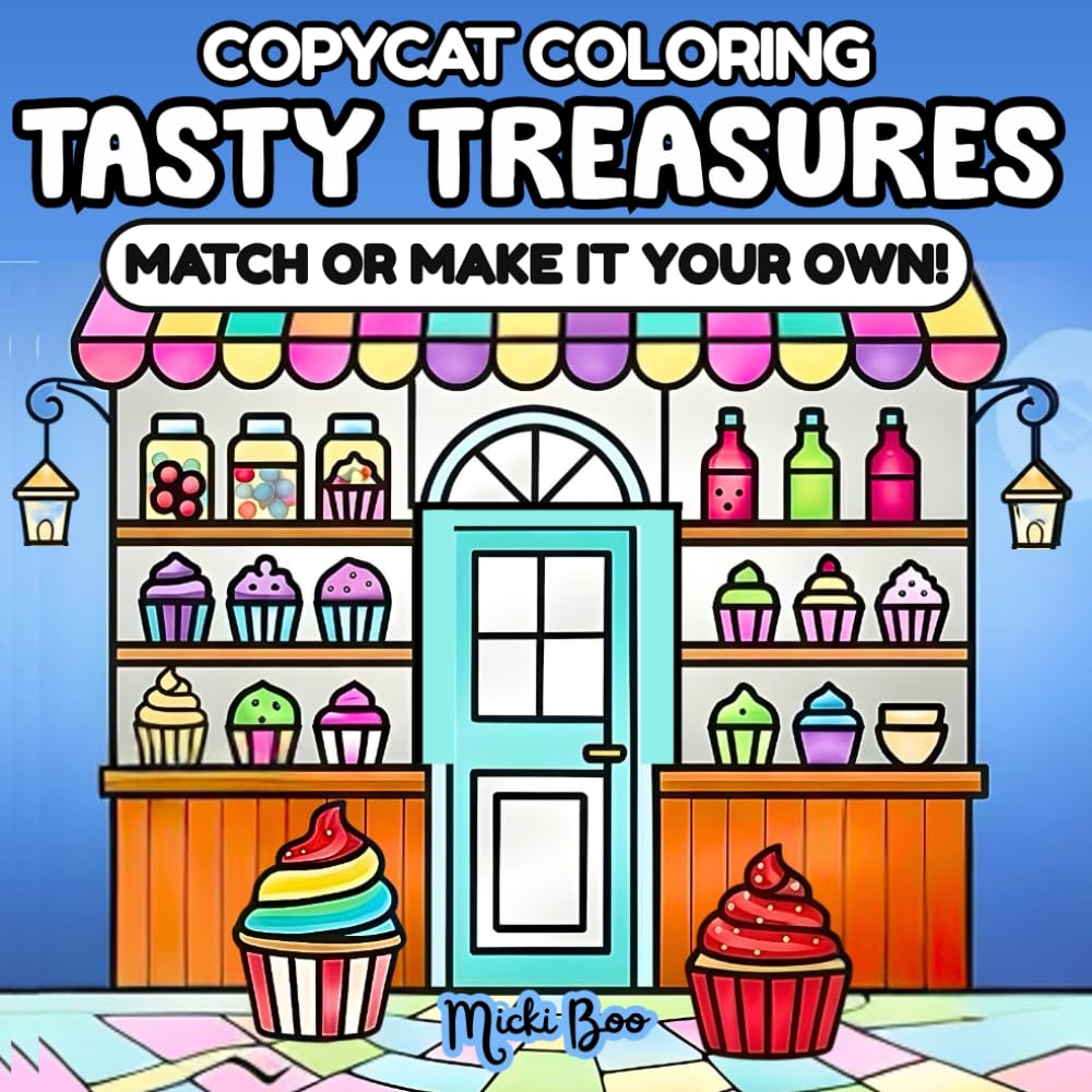 Tasty Treasures Copycat Coloring Book: Match or Make It Your Own – Relax and Unwind with Bold, Easy Food Scenes for Adults and Teens