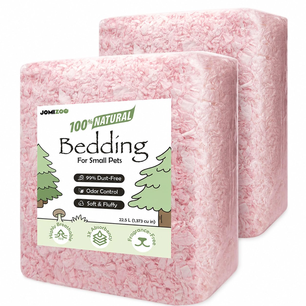JOMIZOO Hamster Bedding 45L, 99% Dust-Free, Soft, Odor Control, Pink