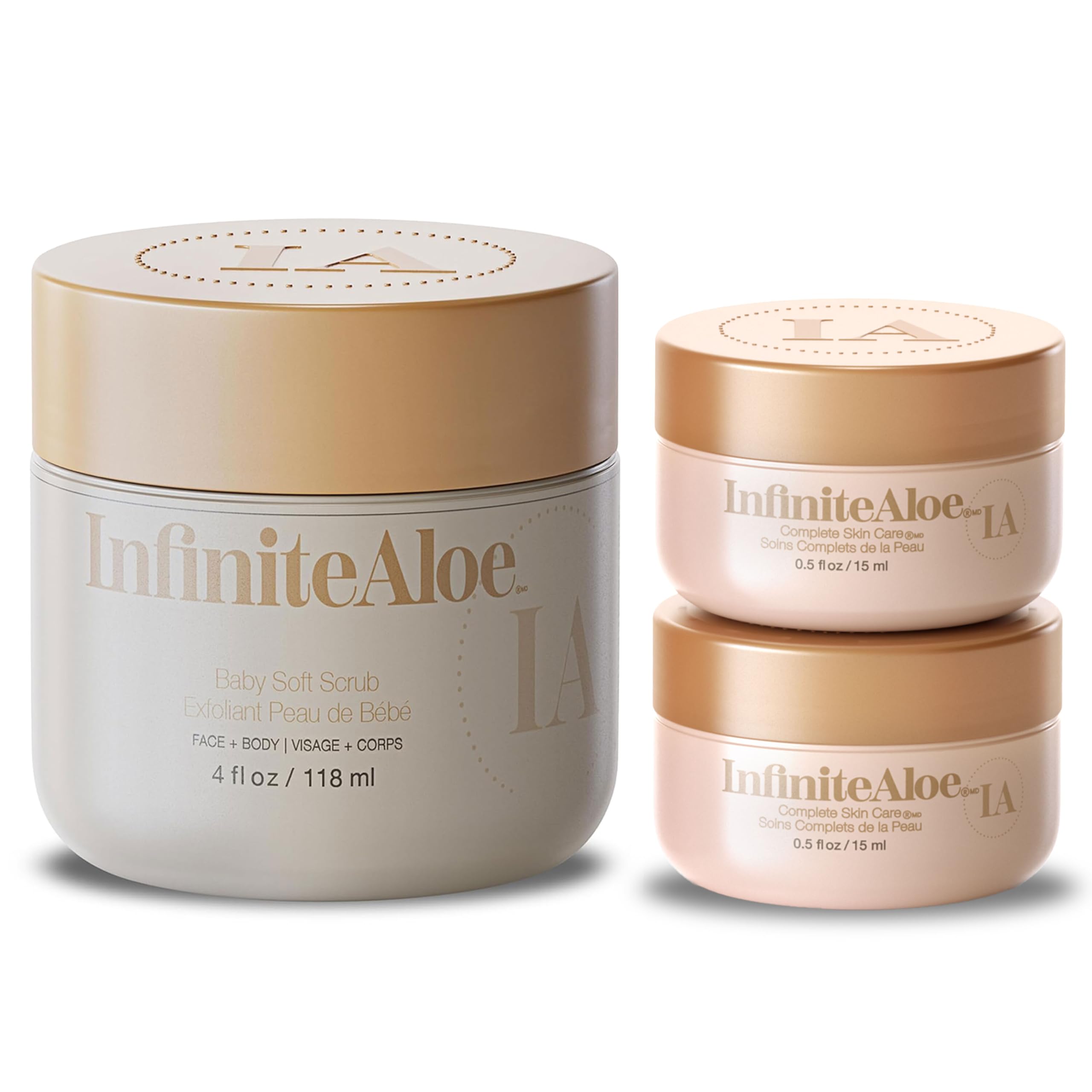 InfiniteAloe Baby Soft Scrub Aloe Vera Powered Face and Body Scrub Exfoliating and Moisturizing 4oz 2 Travels