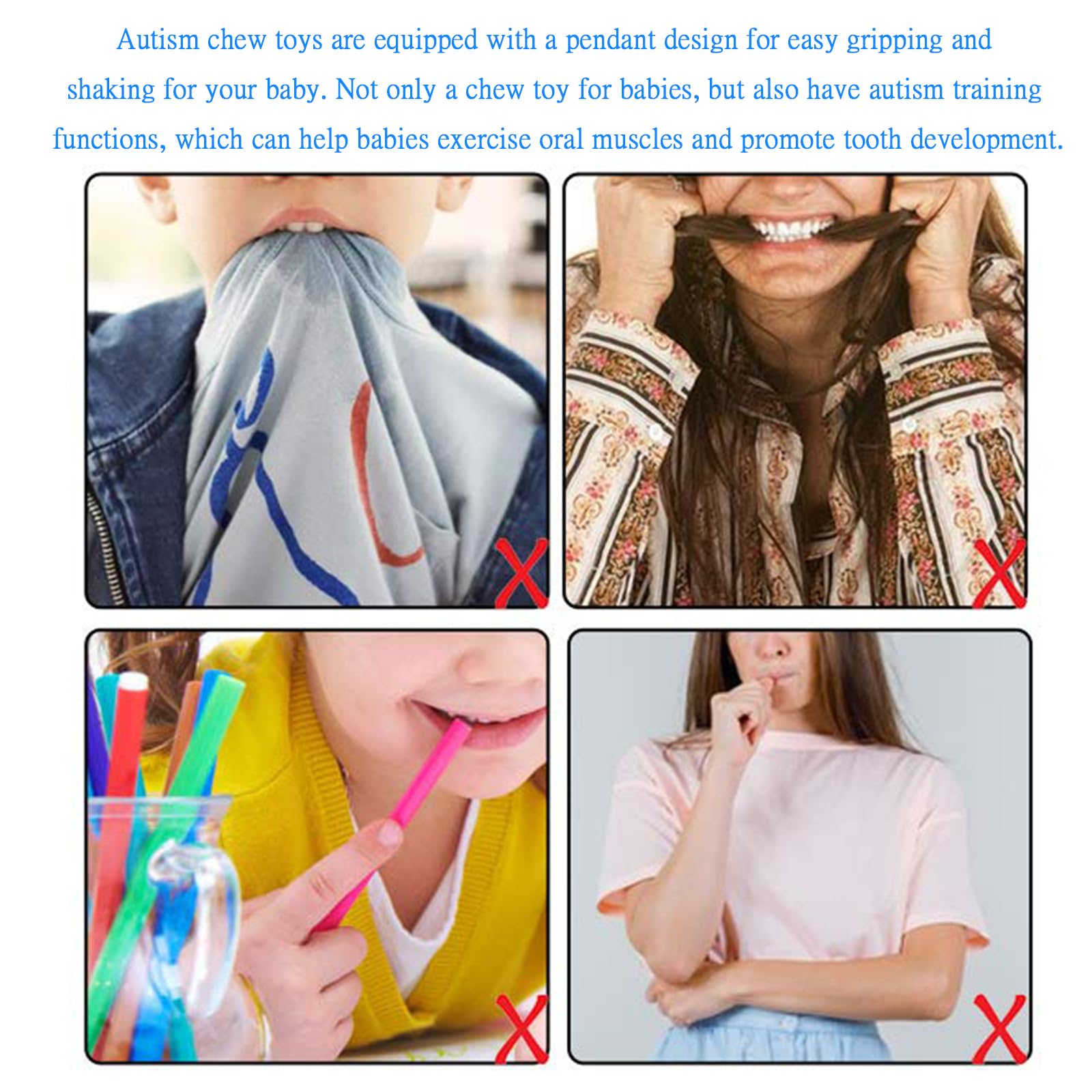 Sensory Chew Necklace for Autism & Teething - 5 Pcs Colorful Silicone Toys, multicolor - Image 4
