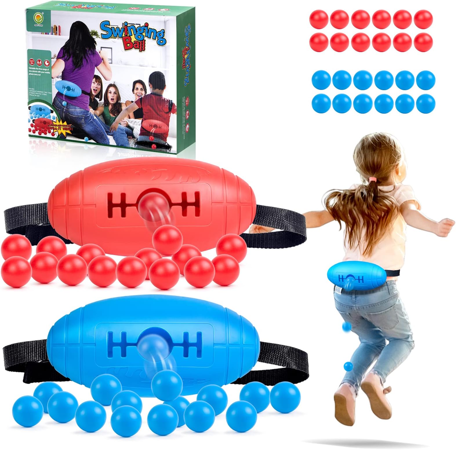 HAPTIME Party Games for Adult Kids, Birthday Christmas Games for Kids 4-8 8-12, Shaking Swing Ball Game with 24 Balls, Fun Family Outdoors Indoors Games, Ideal Gift for Boys and Girls