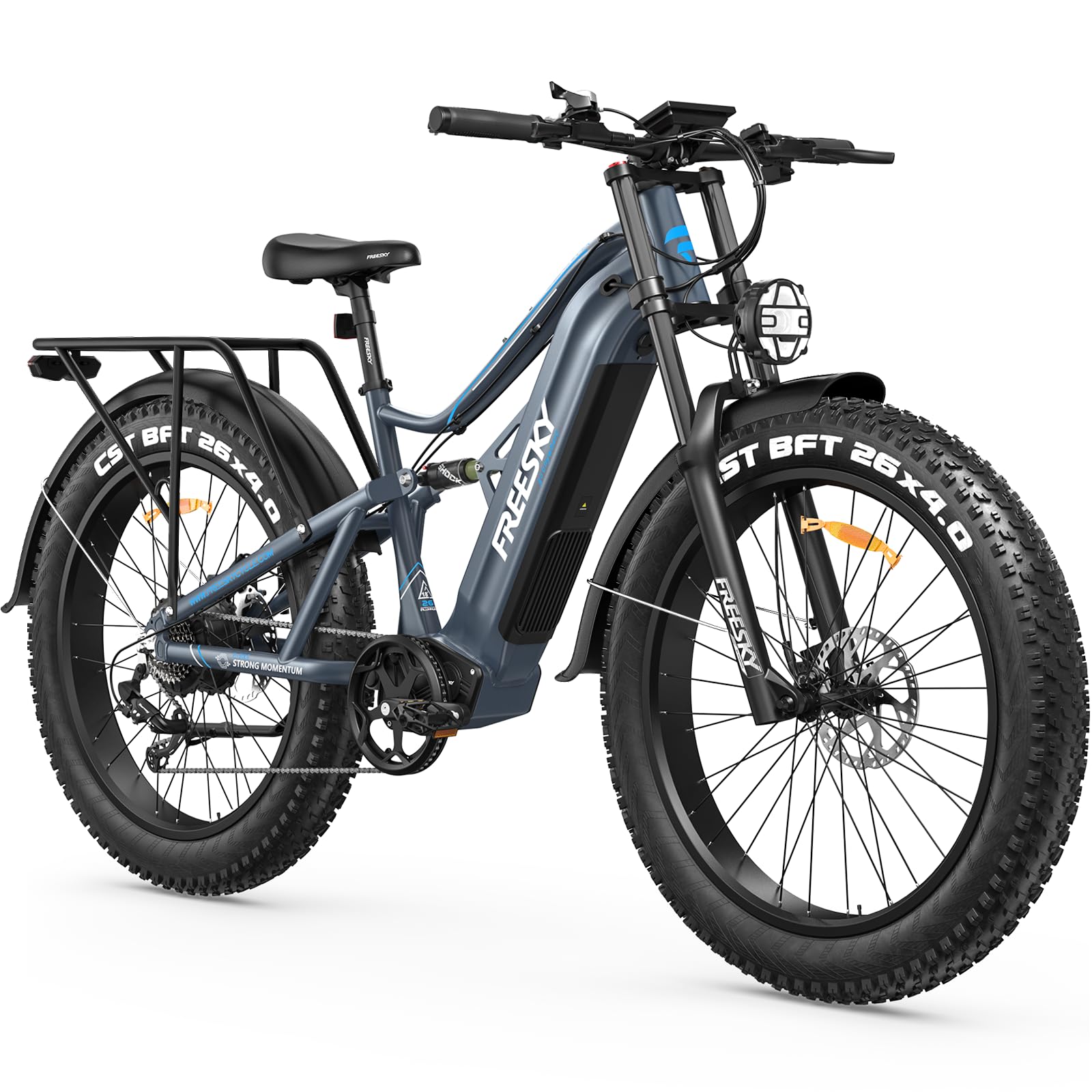 FREESKY 2500W BAFANG Motor Electric Bike for Adults, 48V 30Ah Samsung Cells Battery Ebike 120 Miles, 38+MPH, 26" Fat Tire Dirt All-Terrain Mountain E Bike, Full Suspension, UL 2849 Certified by TÜV