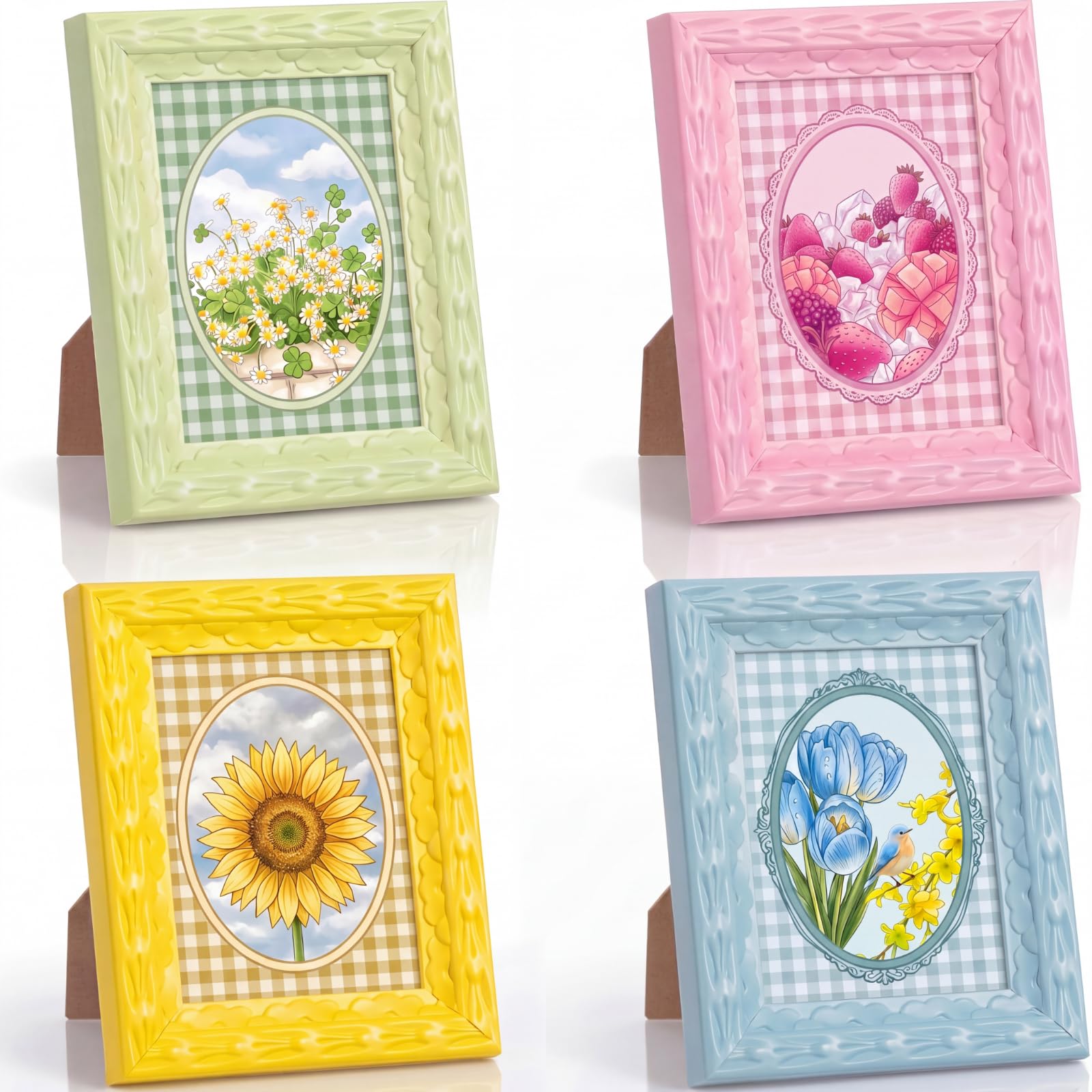 Cadre photo de table pastel lot de 4 en bois idée cadeau