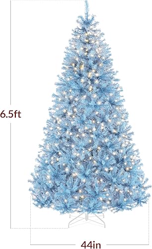 Miniatura 2 de Best Choice Products Árbol de Navidad azul bebé preiluminado de 6 pies, decoración navideña artificial completa con 947 puntas de rama, 250 luces