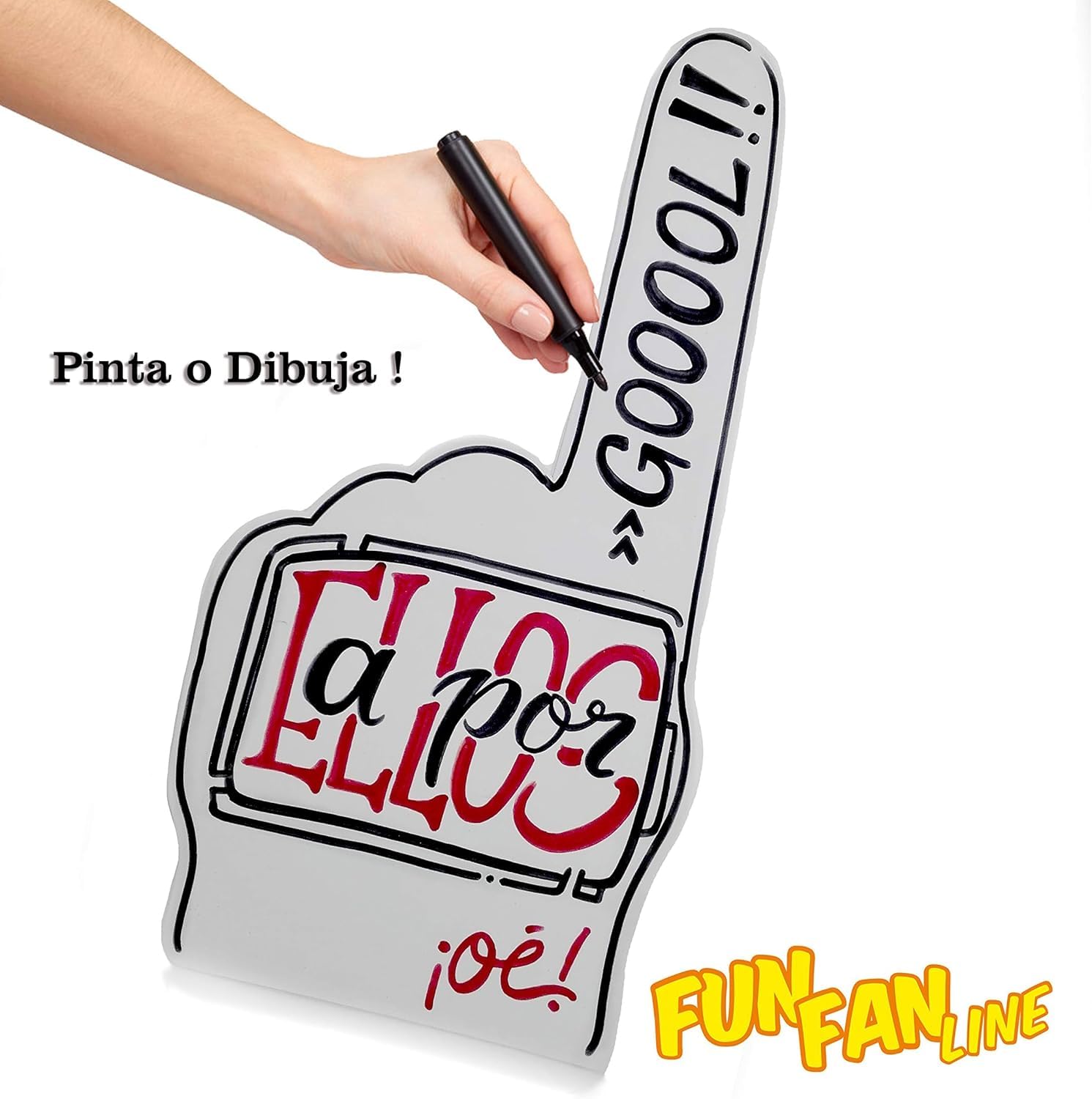 Pack Manos Gigantes de Goma EVA para Animación y Eventos. Dedos de Espuma Reutilizables y Personalizables Fiestas, Bodas, Fútbol y Eventos Deportivos (Azul-Negro x3)