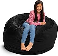 Vista 22 de ULTIMATE SACK 6000 Silla Puf de 6 Pies con Reposapiés, Funda de Gamuza Negra – Tumbona de Espuma de Gran Tamaño, Asiento de Suelo, Sofá Pequeño