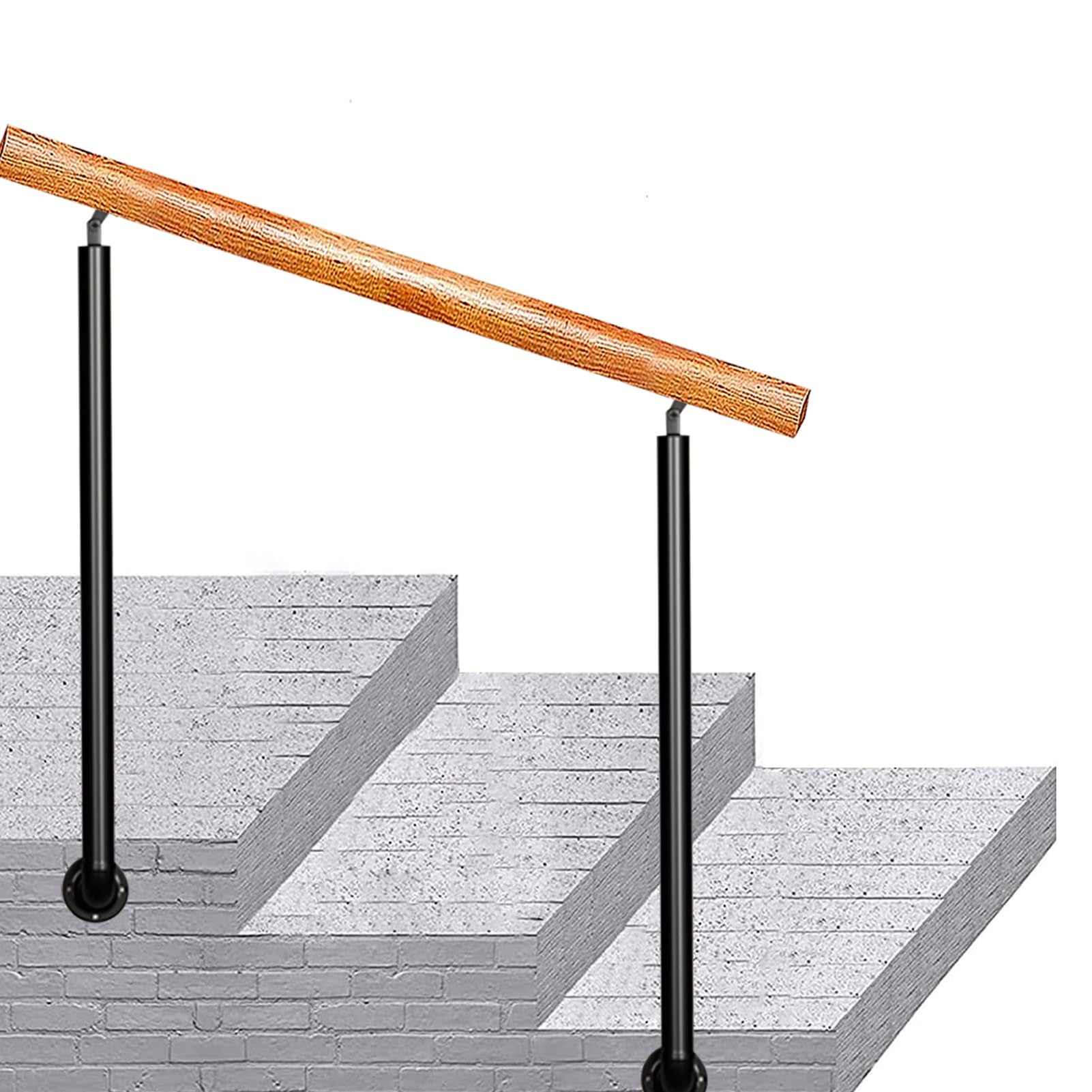 Stair Handrail for Outdoor Steps｜Outside Stair Railing Fit 2 to 3 Steps Transitional Handrail with Installation Kit｜Renmlion Adjustable Side Mount Porch Hand Rail Support Rod(Height 85cm,110cm/43inch)