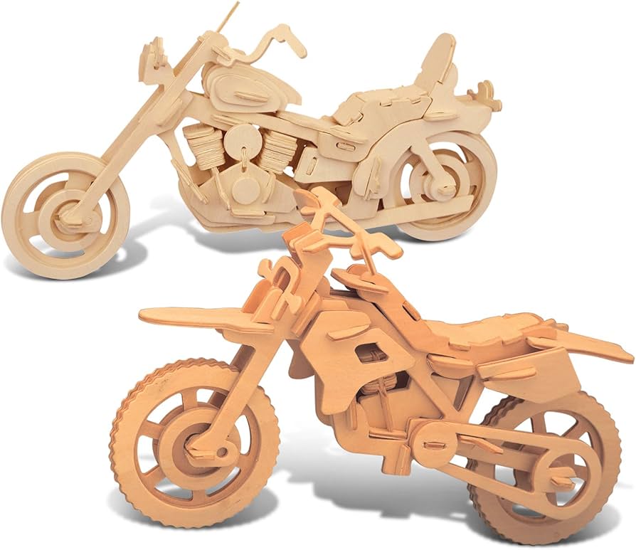 オートバイと車の木製インテリアパズル Amazon | Robotime 立体パズル 木製パズル バイク クラフト