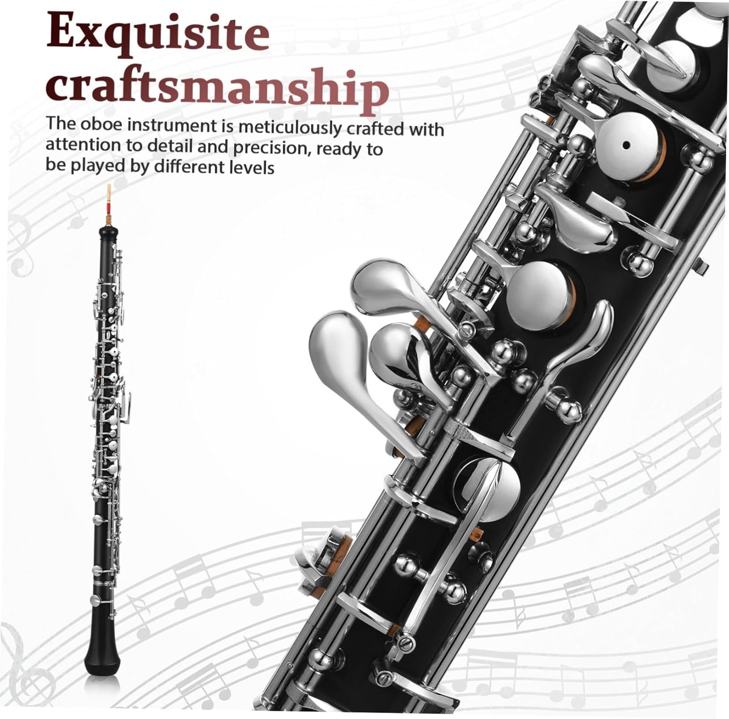 VICASKY 1 Set Key Oboe Instrument Semi Automatic Keys Woodwind for Professionals Durable Composite Wood with Accessories for Orchestra Performance