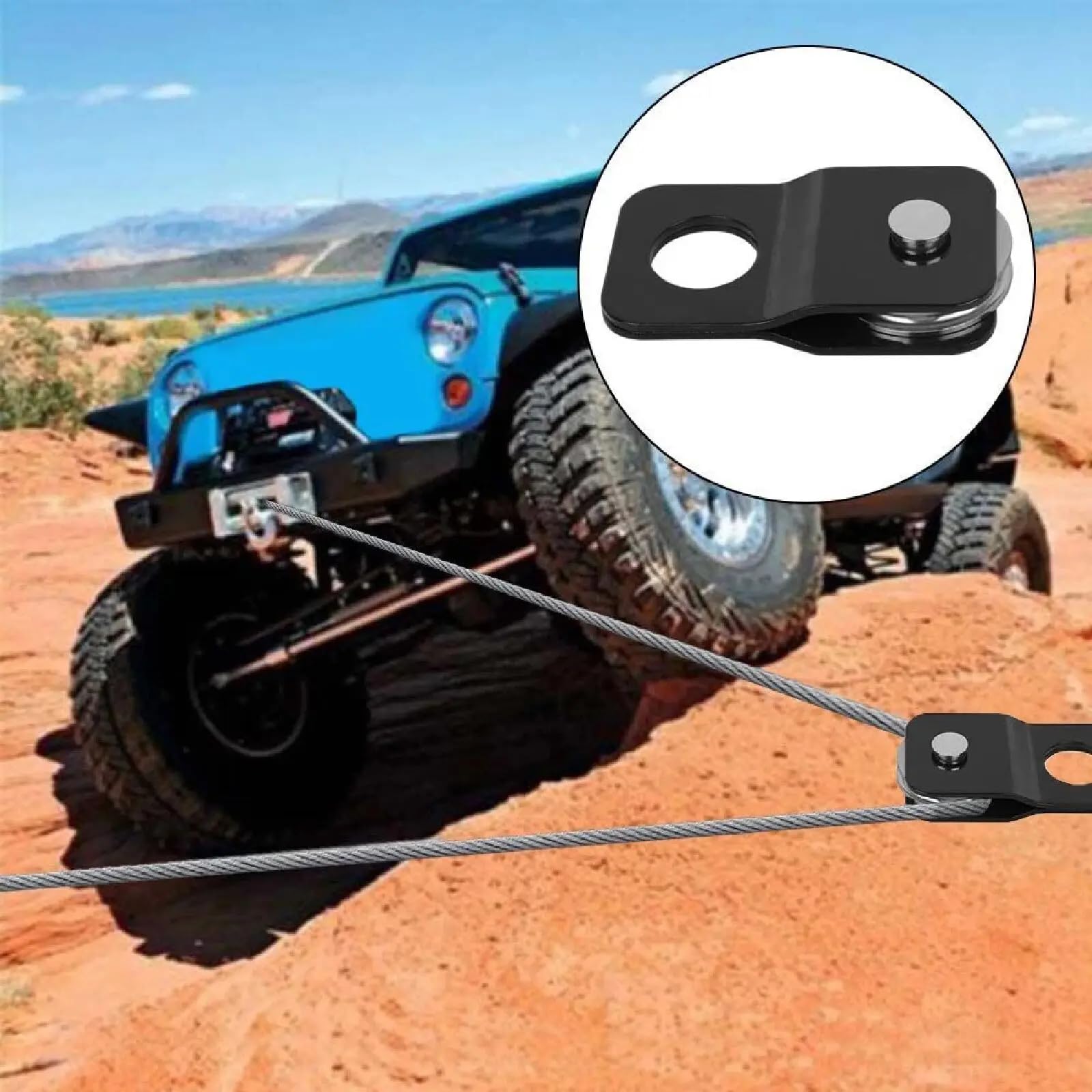 Seilwinde, robuster Schnappblock, Offroad-Recovery Seilzugsystem, 4 x 4, schwarz, Doppelrolle, Leistung für gewerbliche, industrielle und private Nutzung (8 Tonnen)