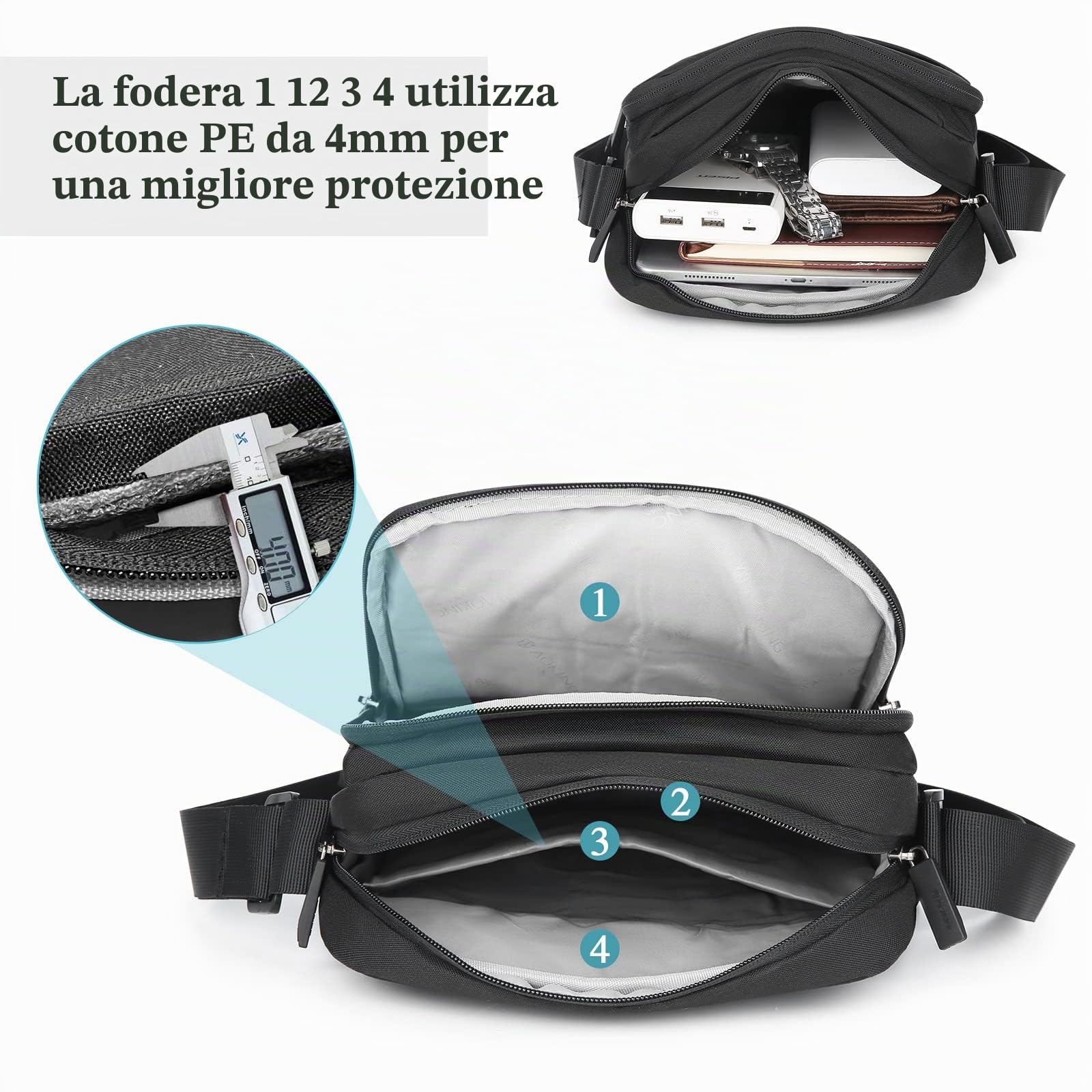 BAIGIO Borsa Uomo Tracolla per Tablet ipad a 11 Pollici Borsa A Spalla Uomo Impermeabile Messenger Bag Borsello Uomo Tracolla Grande per Viaggi, Affari e Tempo Libero