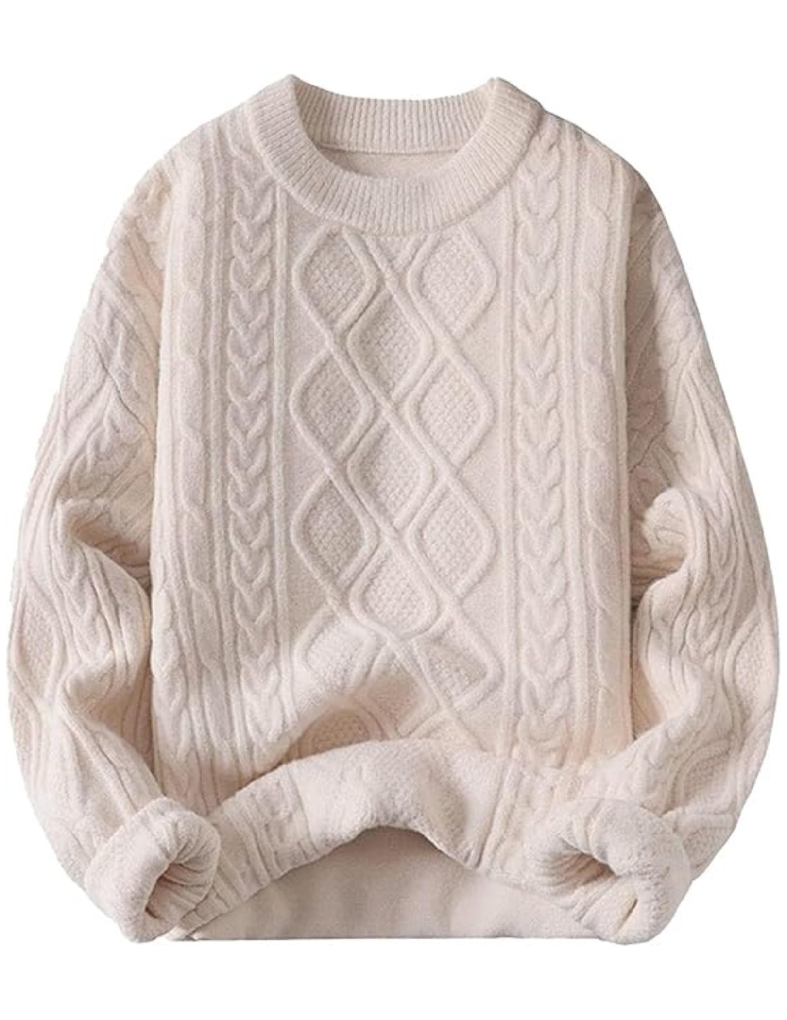 Vamtac Oversized Cable Knit Sweater Solid Long Sleeve Knitted Casual Vintage Pullover Sweaters Unisex Crewneck Top