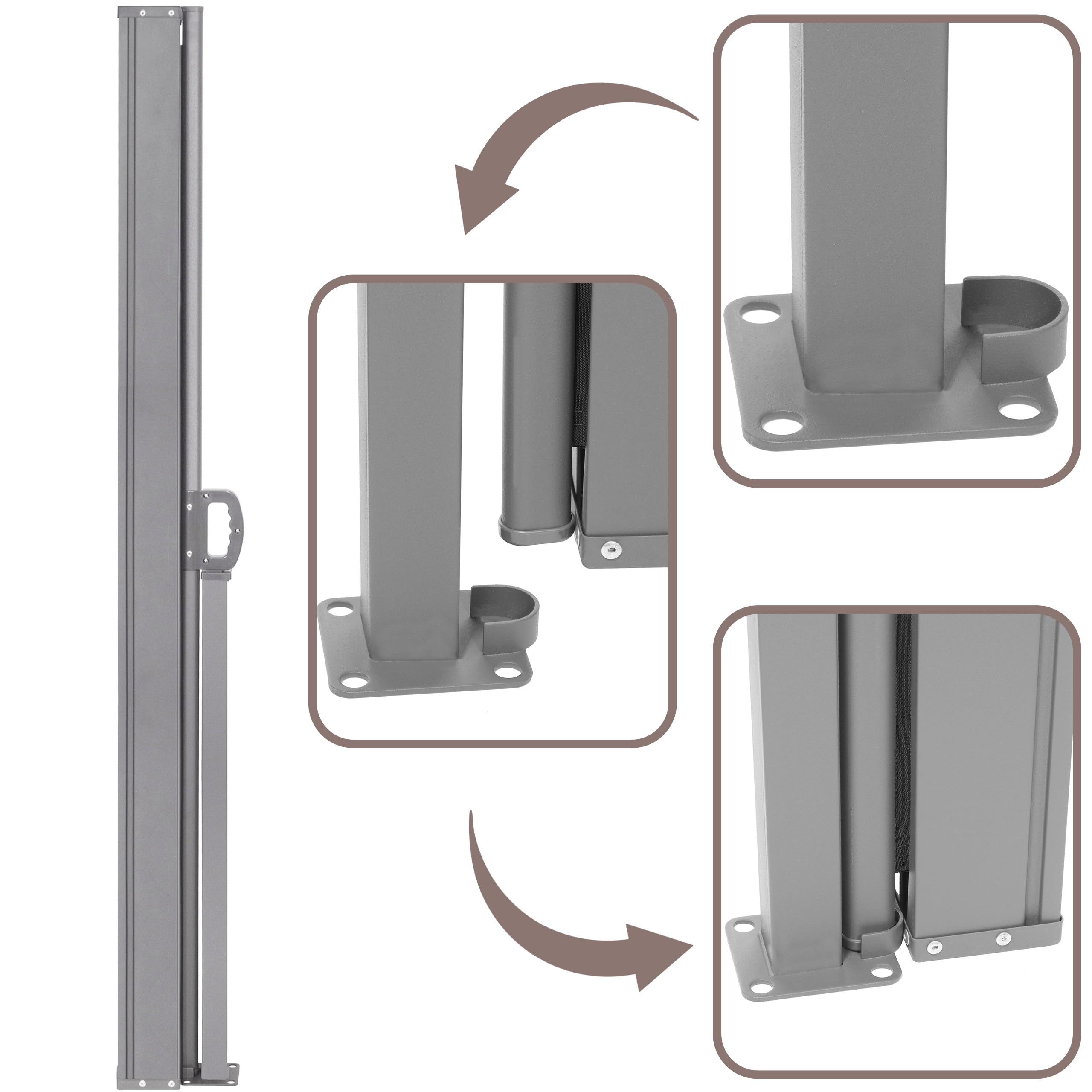 SPRINGOS Store latéral extensible 200 x 400 cm - Brise-vue - Protection solaire - Store latéral pour terrasse, jardin, balcon