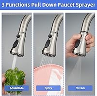 Vista 5 de iFealClear Cabezal de llave de cocina universal desplegable de repuesto, cabezal de llave anti-salpicaduras de 3 funciones para fregadero de cocina