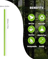 Vista 3 de Pajitas de papel verde de 7.75 pulgadas, paquete de 100 popotes desechables de color verde sólido, paja ecológica reciclable para manualidades