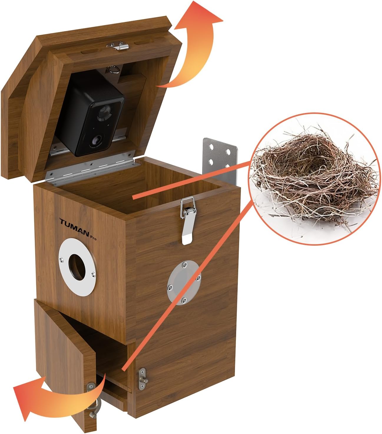Bird House With Camera，Smart Solar Powered WIFI Camera Birdhouse，App Control，AI Bird Recognition，Watch Bird Nesting & Hatching In Real Time,IP65 Waterproof Teak Birdhouse