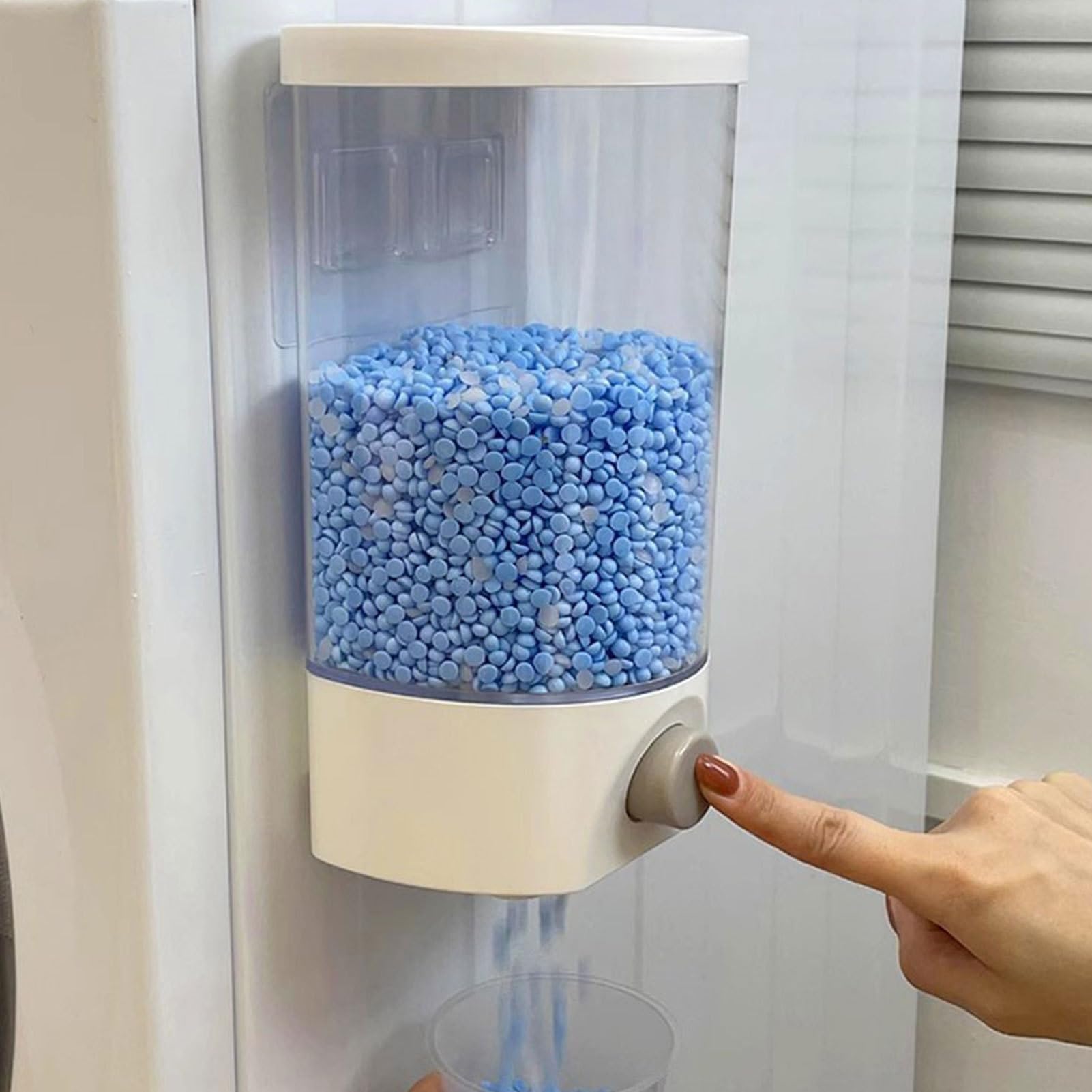 Imtrub Laundry Detergent Dispenser, Wall-mounted Washing Powder Storage Container, Laundry Scent Booster Dispenser, for Laundry Detergent/scent Booster Beads/small Solid Grain (S/L)
