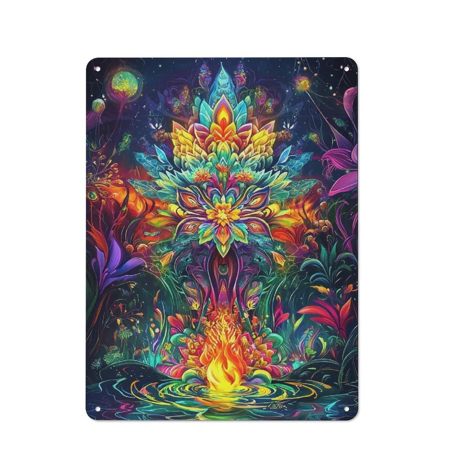Junmoney Style-8 Floral Art Rustic Metal Plaque 40X30cm For Café Or Restaurant, Wall Decor For People Reorganising Café And Restaurant