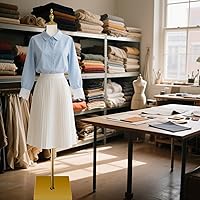 Vista 2 de Maniquí femenino ajustable con forma de torso para exhibición de ropa con soporte de metal dorado