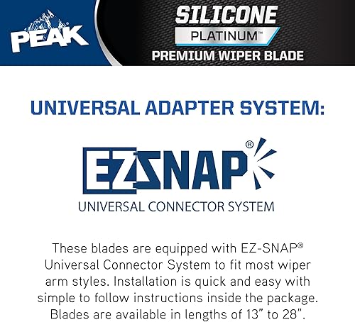 Miniatura 7 de PEAK Silicone Platinum - Limpiaparabrisas delantero de 26 pulgadas, limpiaparabrisas de repuesto con conector universal, paquete de 1