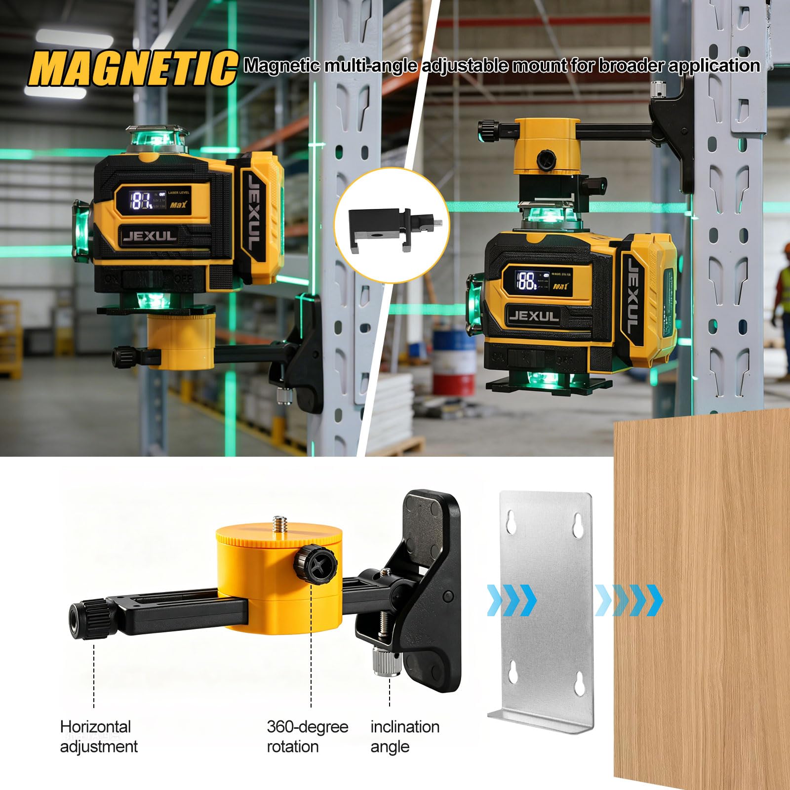 JEXUL Auto-Tracking Laser Level - 360° Rotation -5