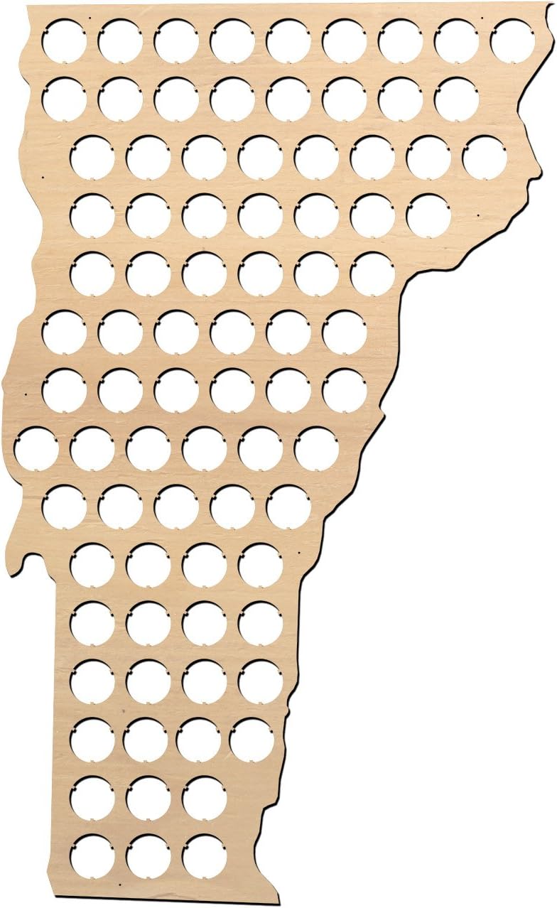 All States Beer Cap Map Michigan – 26×25 inches – 112 caps – Michigan Beer Cap Holder – Birch Plywood