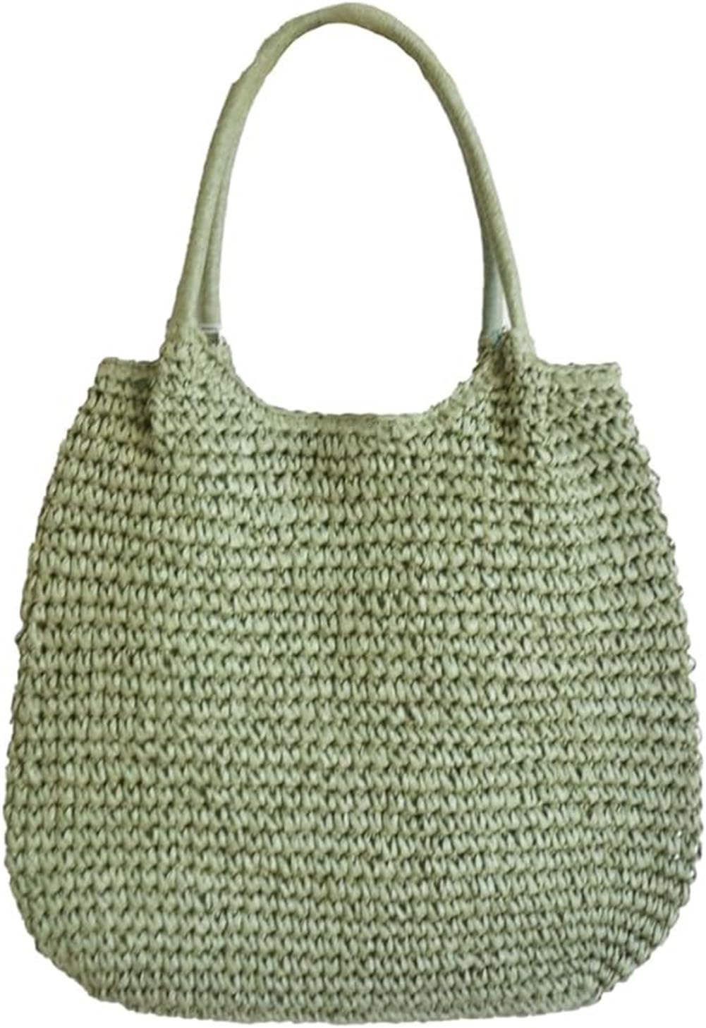 Hzxsny Lightweight Straw Bag for Women, Straw Beach Bag Tote Bag, Large Woven Tote Straw Bags, Summer Beach Rattan Hobo Handbag 2024, Green, F-GY-XTB007-Green