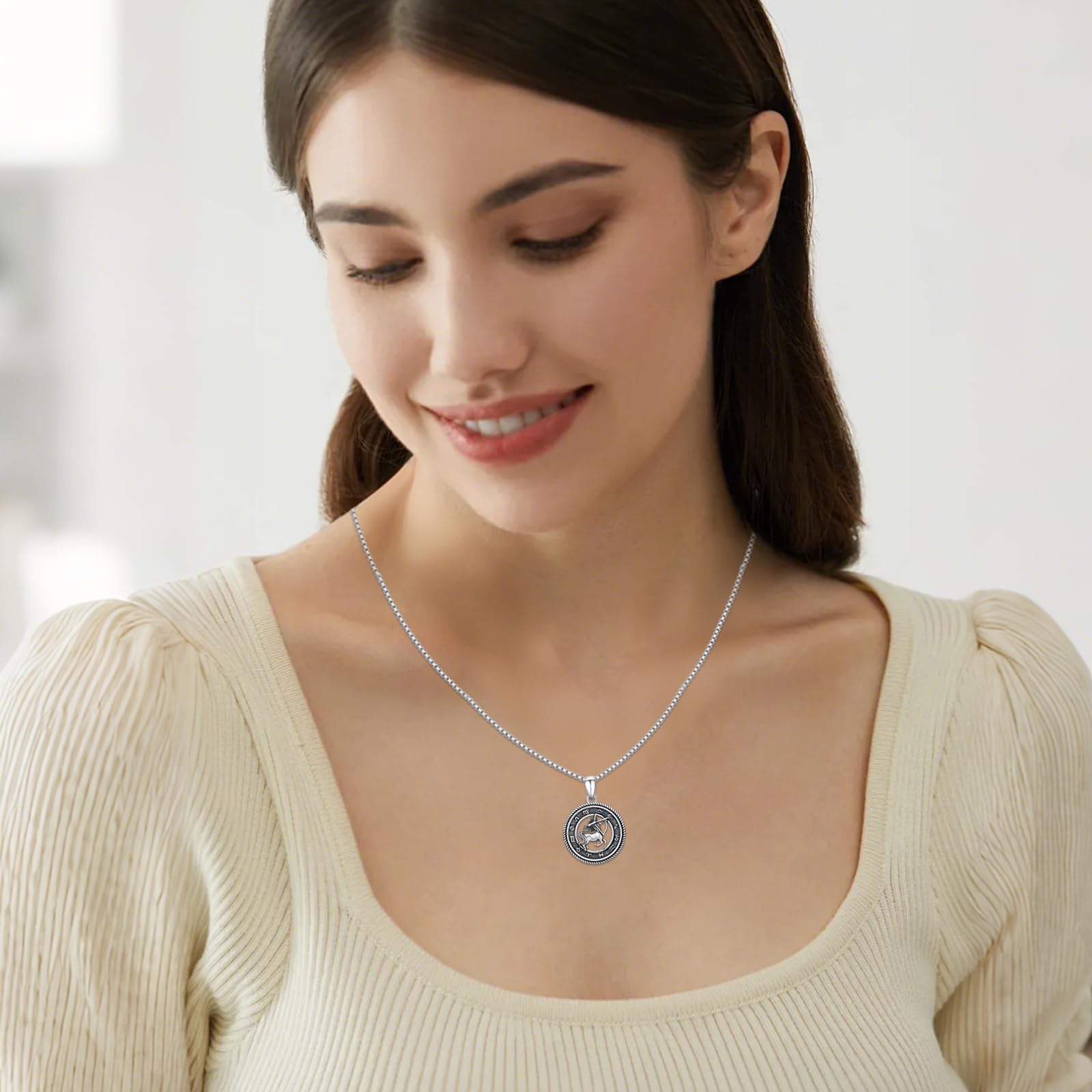 12 Sternzeichen Anhänger Halskette 925 Sterling Silber Oxidiert/Gold Anhänger Sternzeichen Kette Astrologie Schmuck Geburtstag Geschenke für Männer Frauen, mit Edelstahlkette