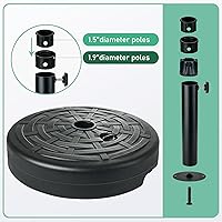 Vista 3 de FLAME&SHADE Base para sombrilla de patio, 60 libras, 17.7 pulgadas, base de sombrilla rellena de agua resistente para mesa de mercado, jardín