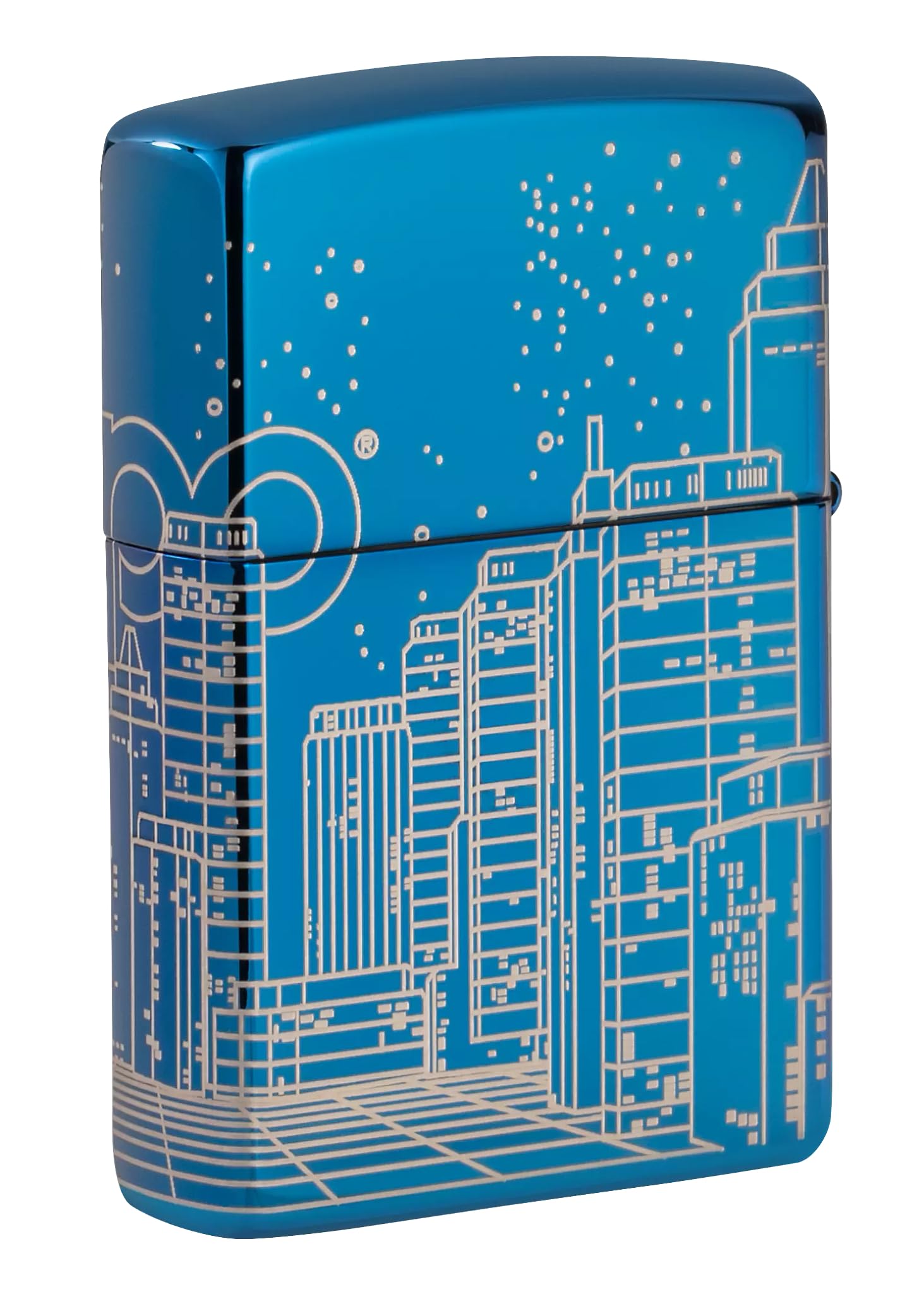 Zippo Sturmfeuerzeug Skyscraper High Polish Blue Laser 360° Nachfüllbar Windfest Made in USA
