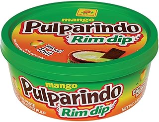 De La Rosa Pulparindo Rim Dip Paste With Real Fruit, Great for fruit, candy, cocktails, micheladas, and more! 8 Oz (8 Oz, MANGO)