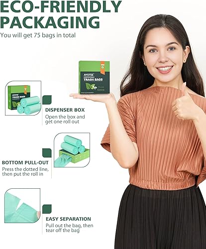 Miniatura 2 de AYOTEE - Bolsas de basura altas para cocina, bolsas de basura de 13 a 16 galones, bolsas de reciclaje de 16 galones con lazos, bolsas de basura