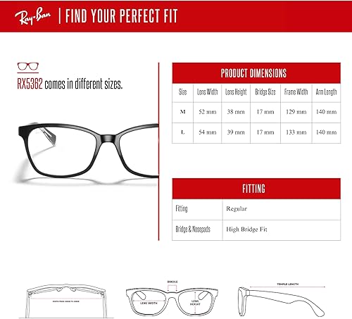 Vista 4 de Ray-Ban RX5362 Cateye - Lentes para mujer + paquete con kit de gafas de diseñador iWear