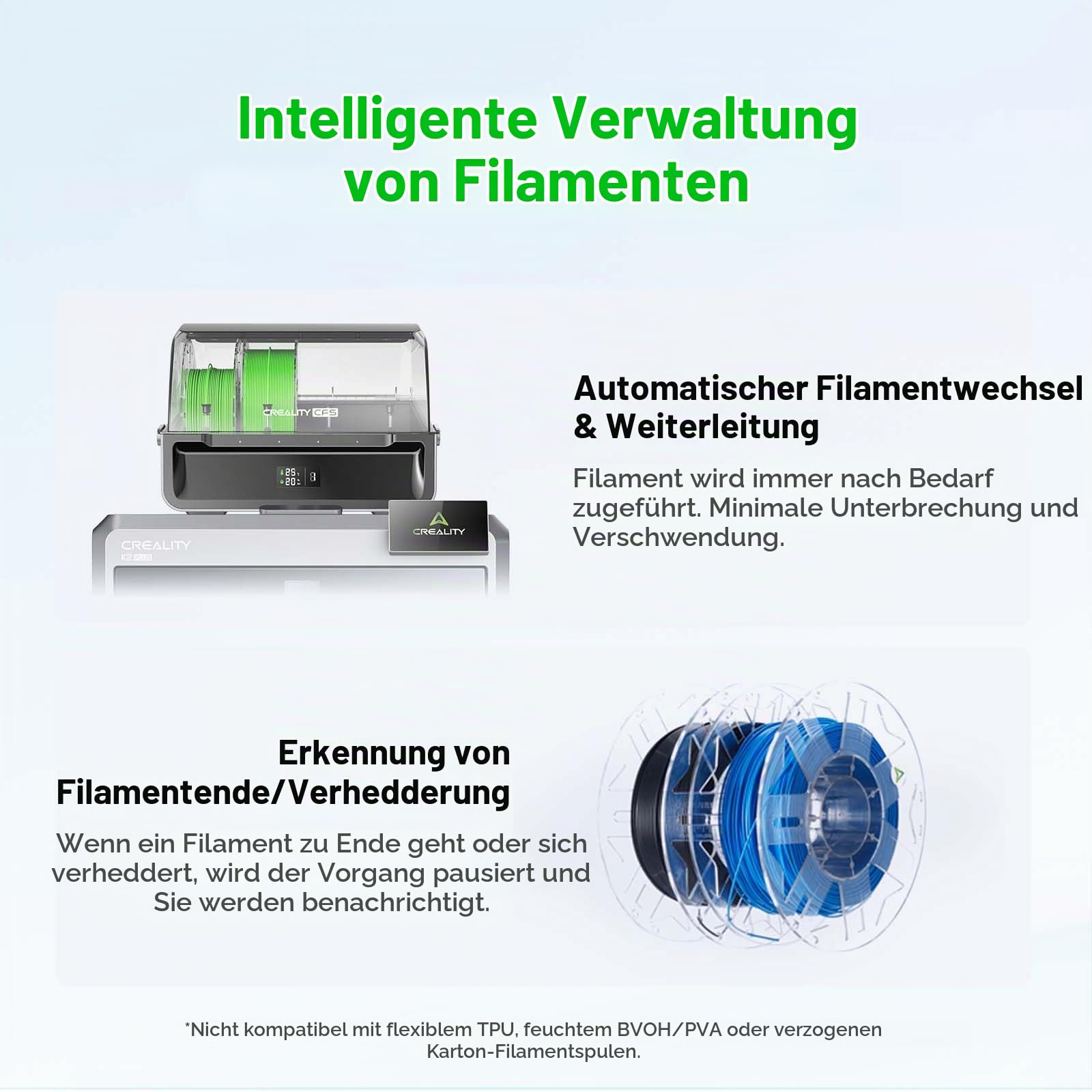 Creality CFS Filament System, automatisches Mehrfarben-Filamentsystem für HI und K2 Plus 3D-Drucker, Automatische Filamentzuordnung, Filamentwechsel und Relais, Filament trockner